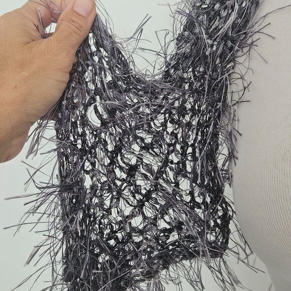 Platinum Gray Shag Knit Scarf Small Womens - Picture 5 of 5